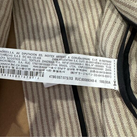 NWOT Zara Beige Linen Striped Fringe Trim Hem Midi Duster Wrap Coat Cardigan - Picture 15 of 16